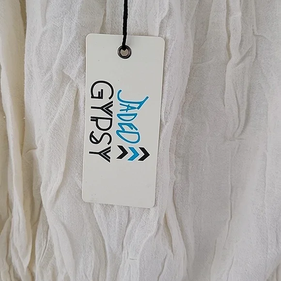 Jaded Gypsy Cream Off-Shoulder Cotton Cropped Top OS Fits Most - Picture 2 of 7